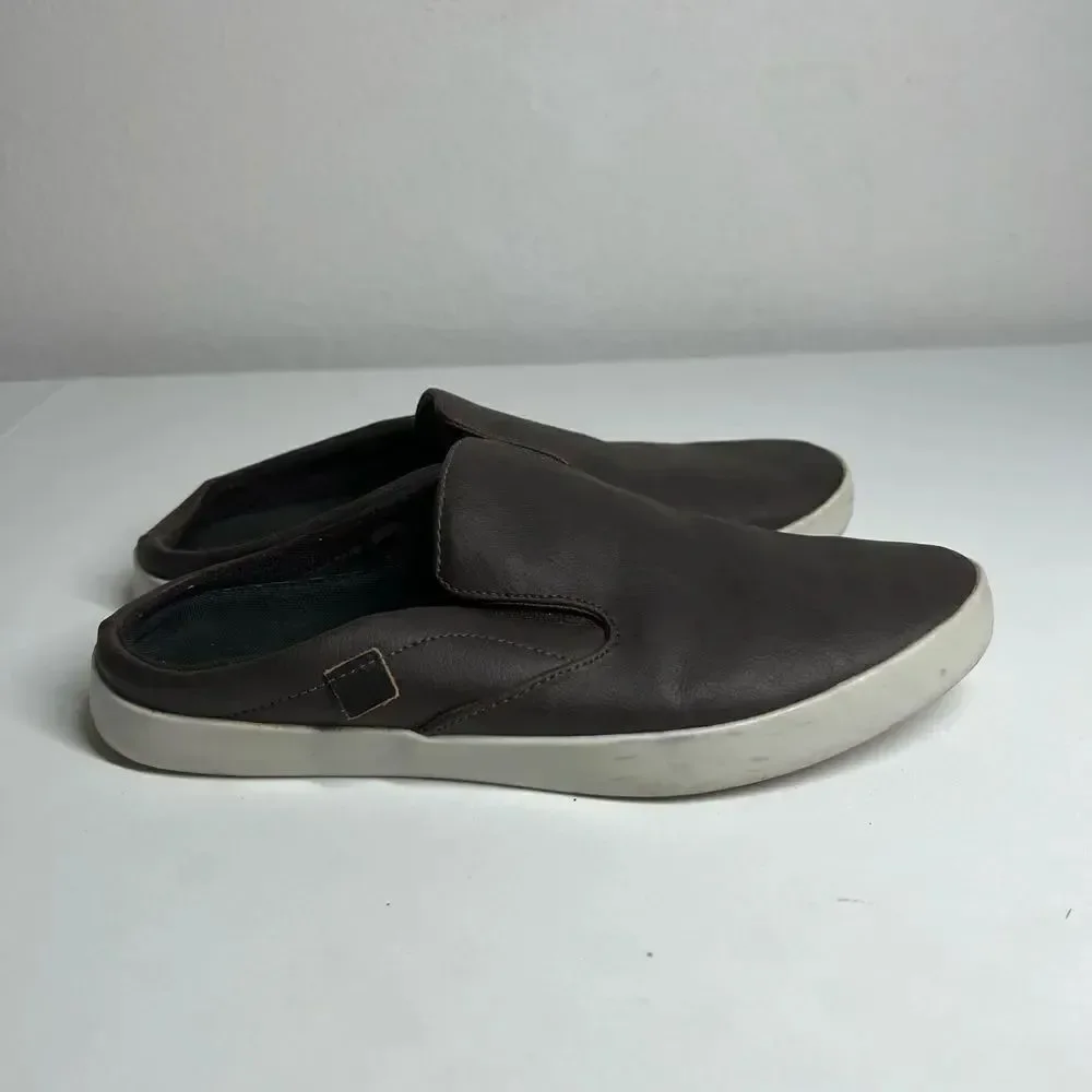 Oneself Men’s Genuine Leather Slip-On Flat Backless Brown Sz 39 EU/6,5 US